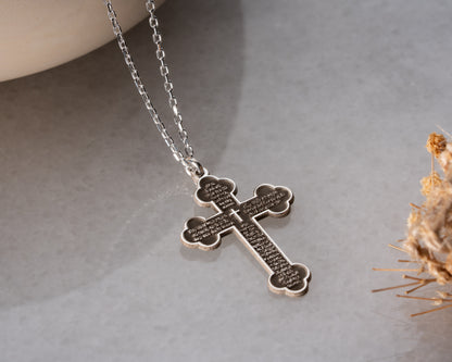 Lord's Prayer cross pendant necklace