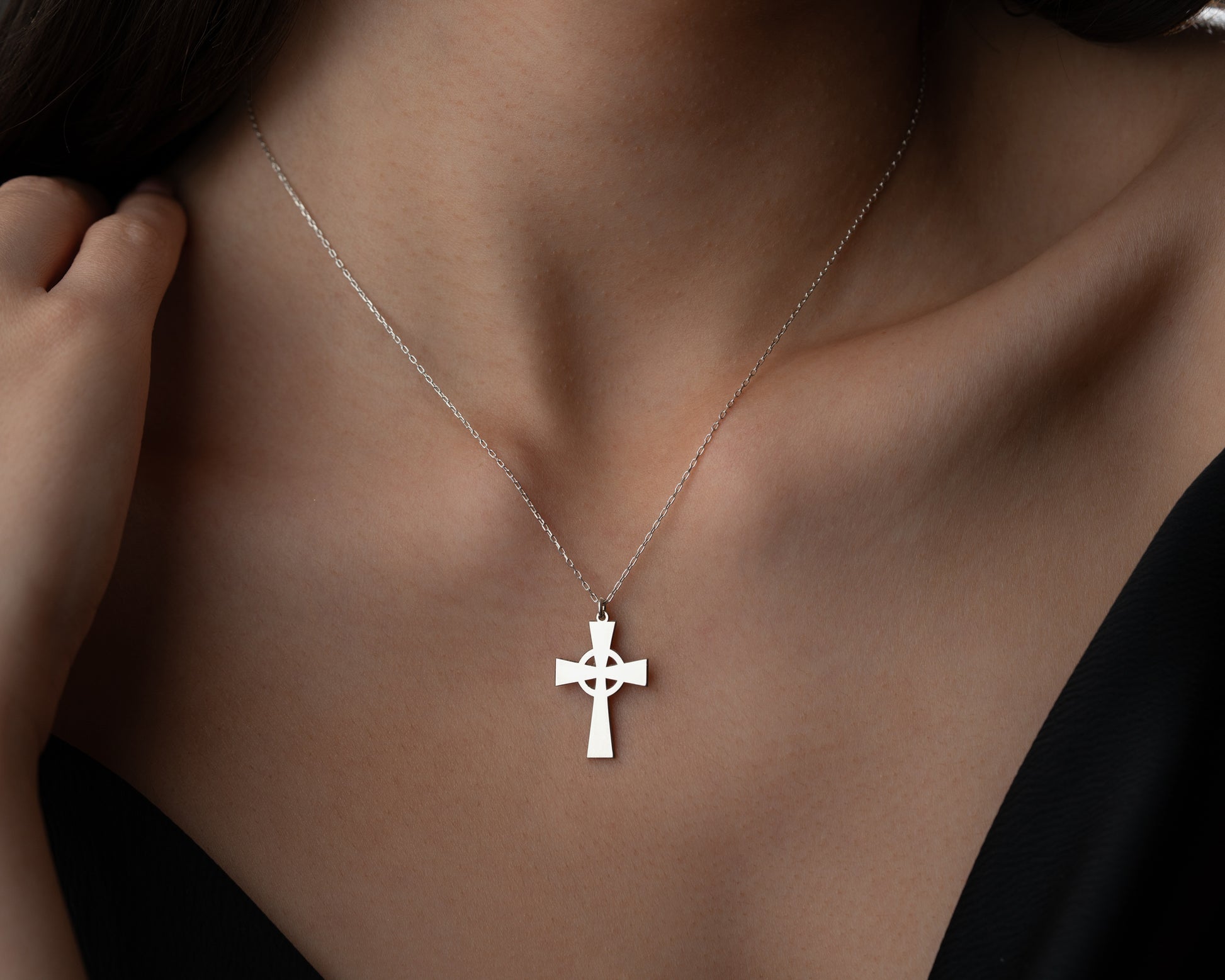 Minimal Celtic cross pendant