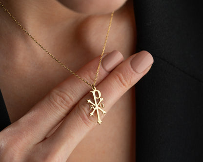 Chi Rho Cross Necklace – Christian Christogram Pendant