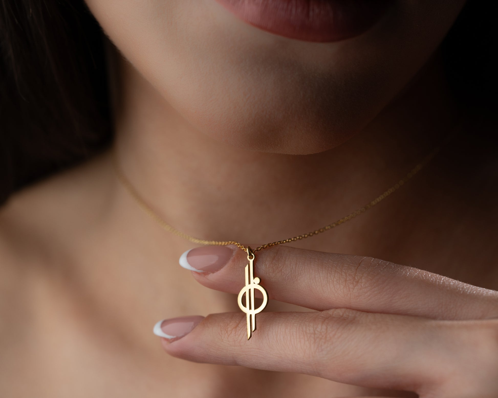 Minimal cross circle pendant