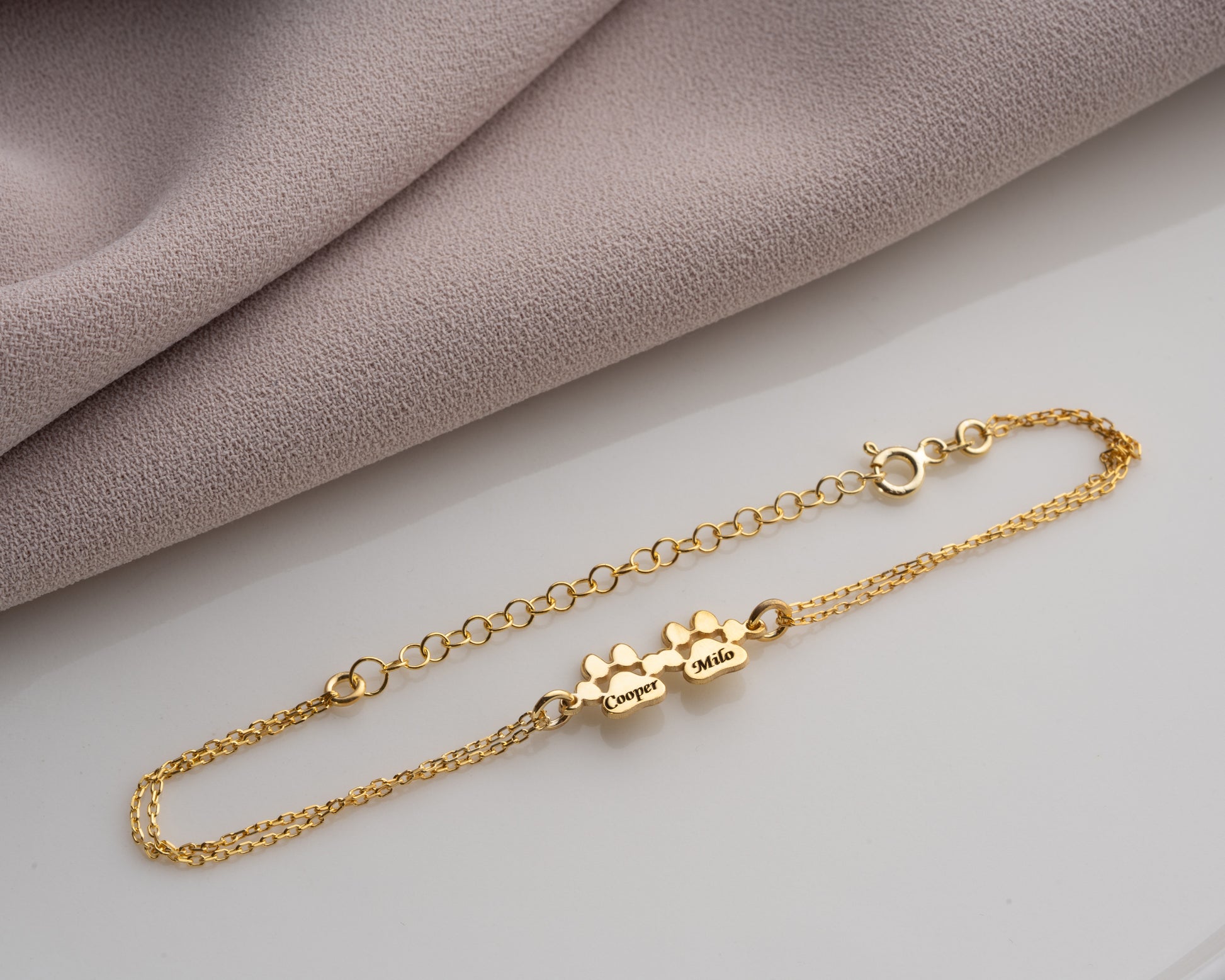 minimal paw print bracelet