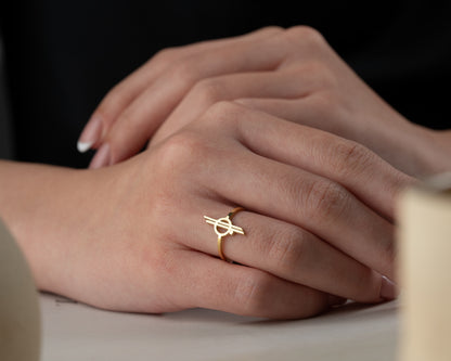 Minimalist orbit symbol ring in gold