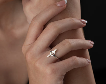 Minimalist orbit symbol ring in gold