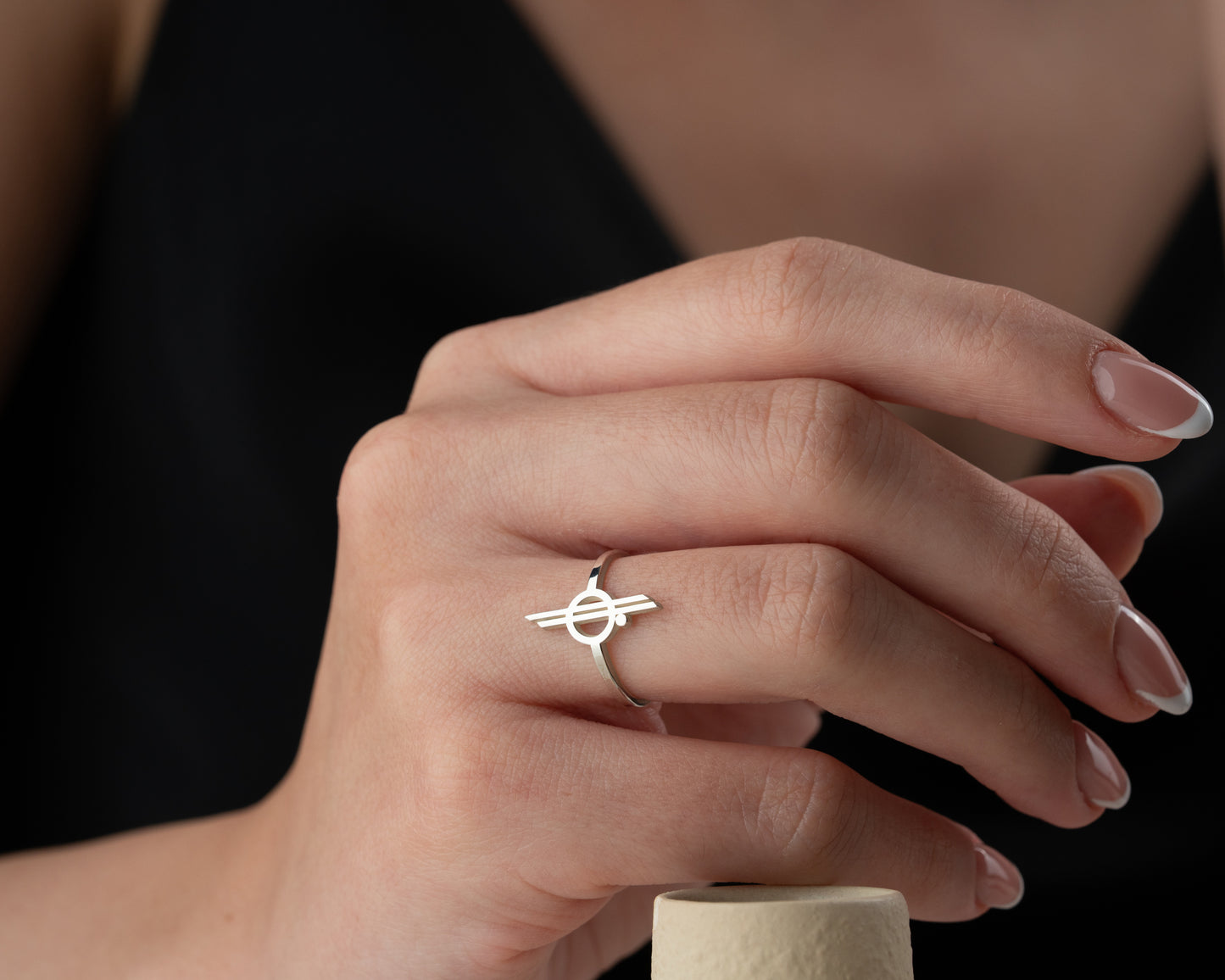 Minimalist orbit symbol ring in gold