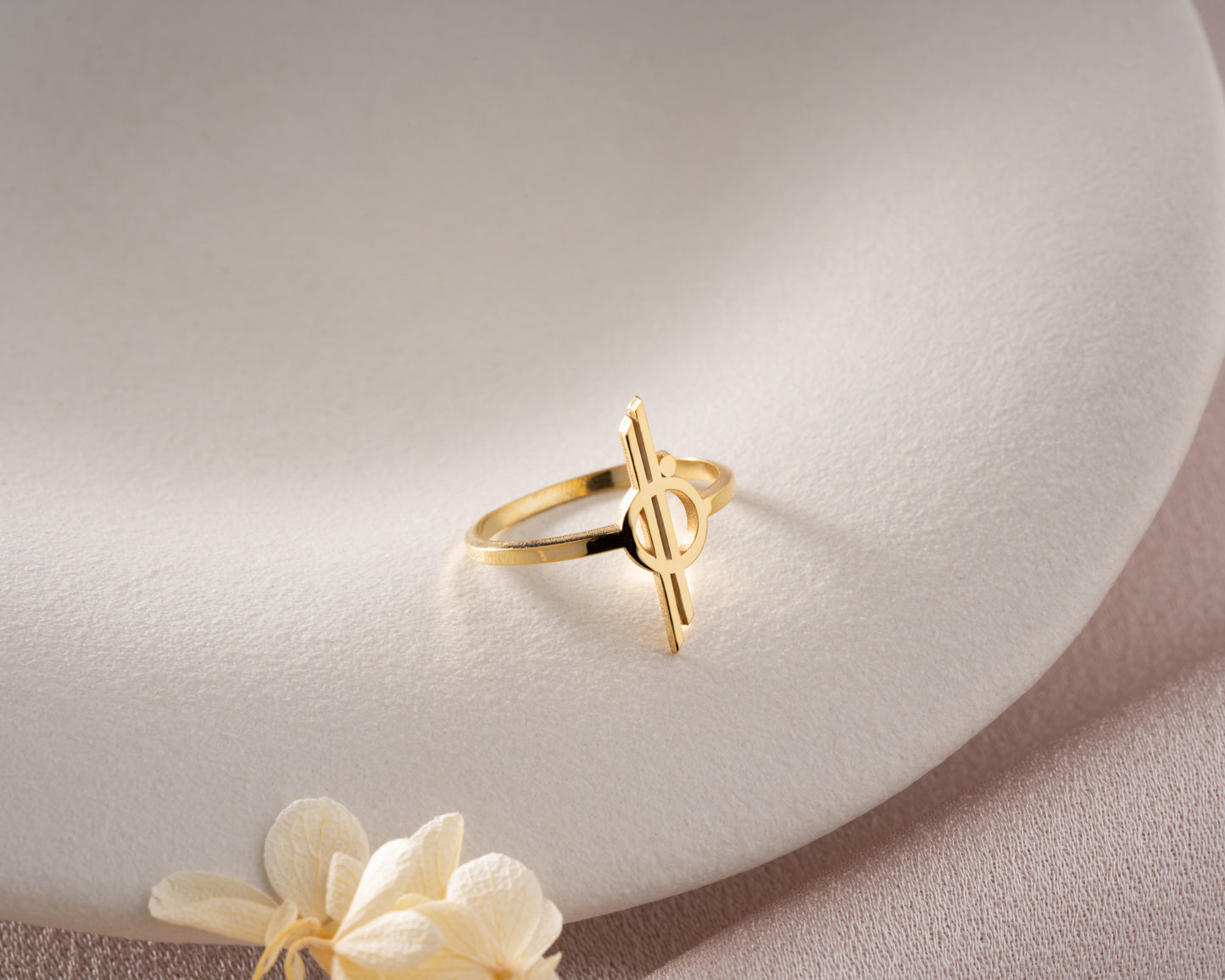 Minimalist orbit symbol ring in gold
