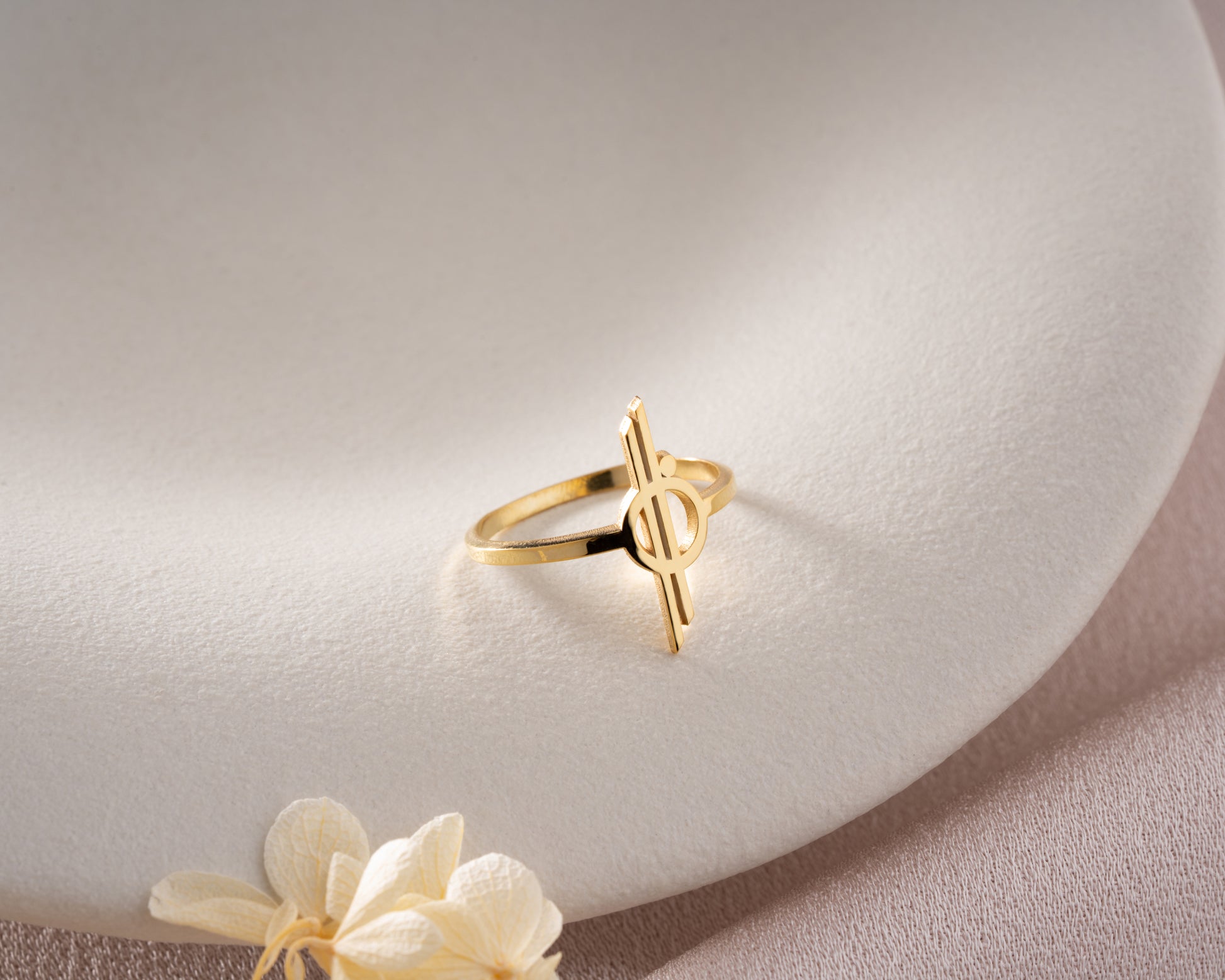 Minimalist orbit symbol ring in gold
