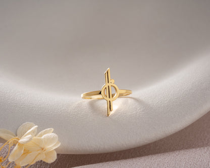 Minimalist orbit symbol ring in gold