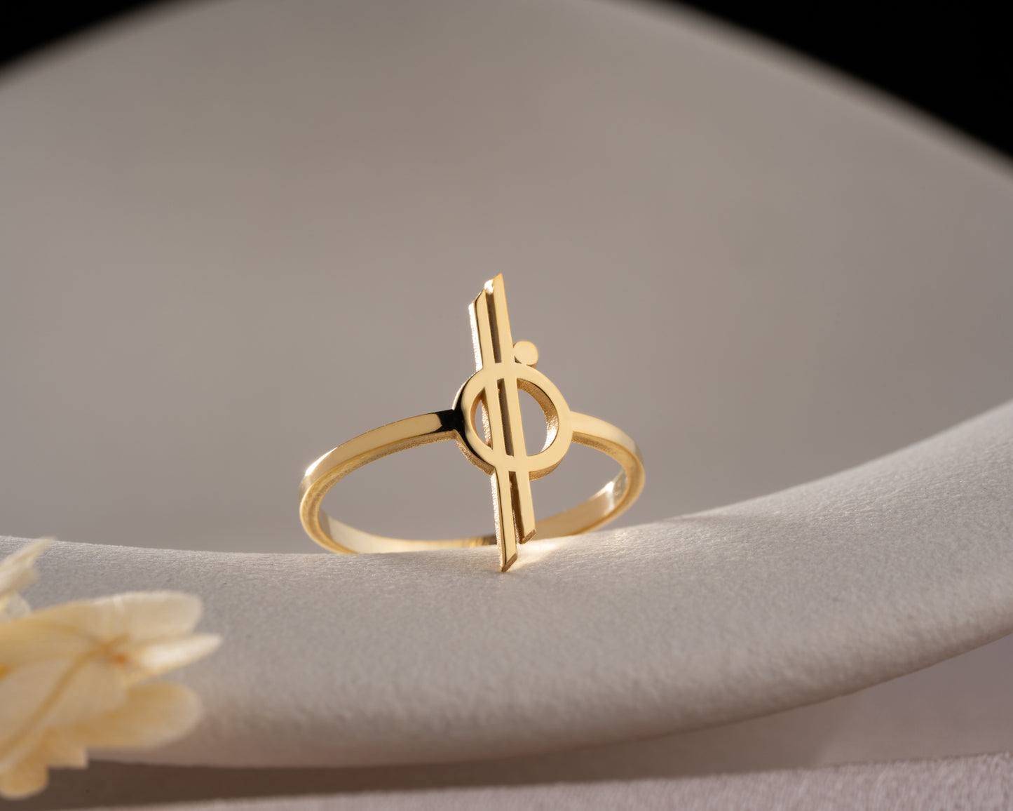 Minimalist orbit symbol ring in gold