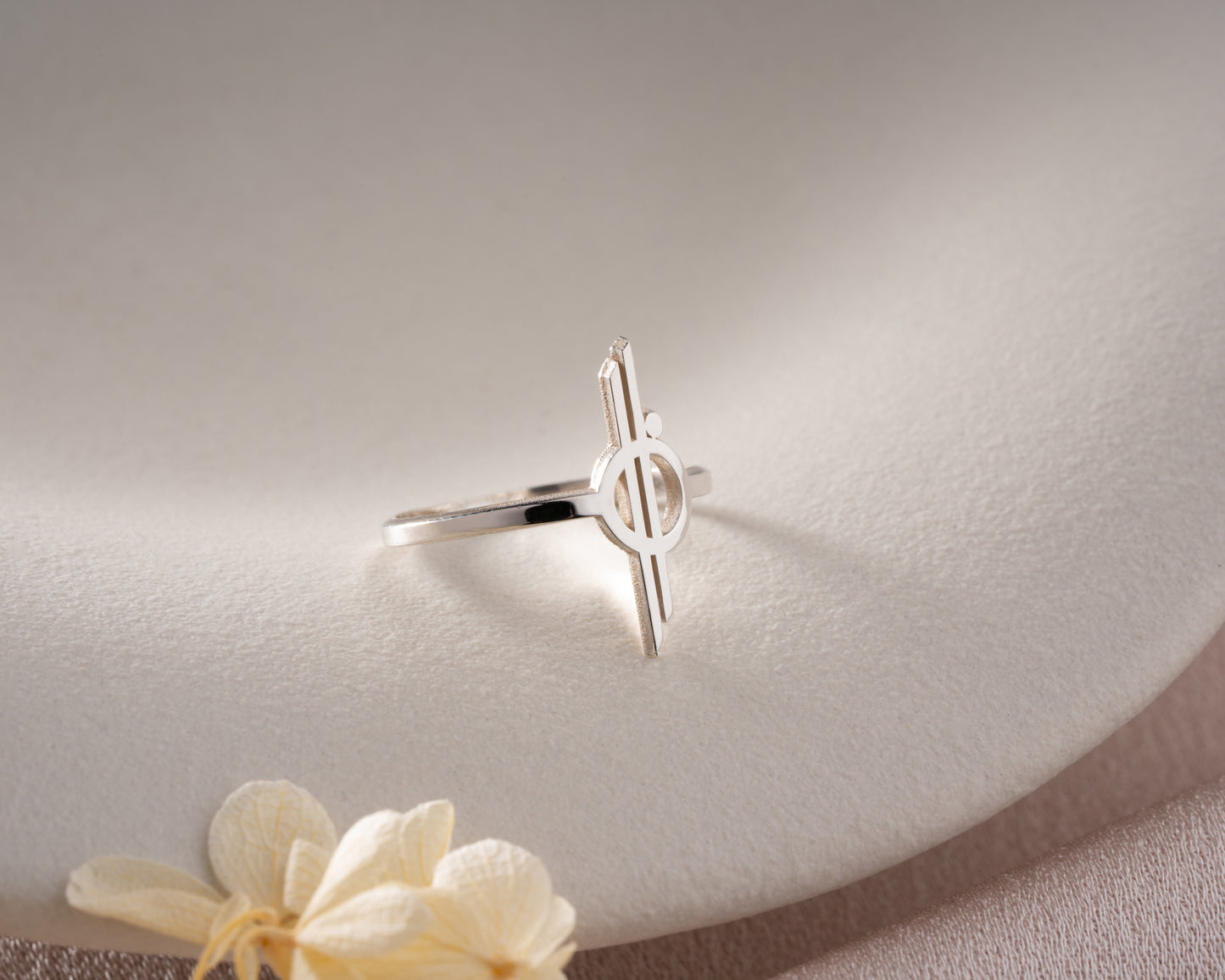 Minimalist orbit symbol ring in gold