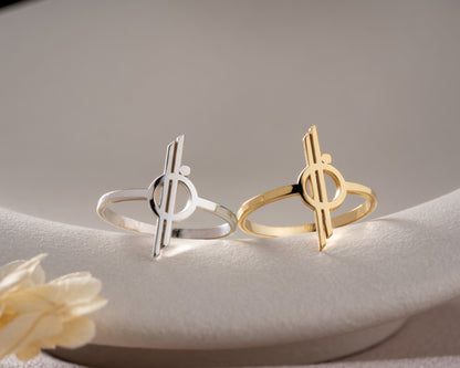 Minimalist orbit symbol ring in gold