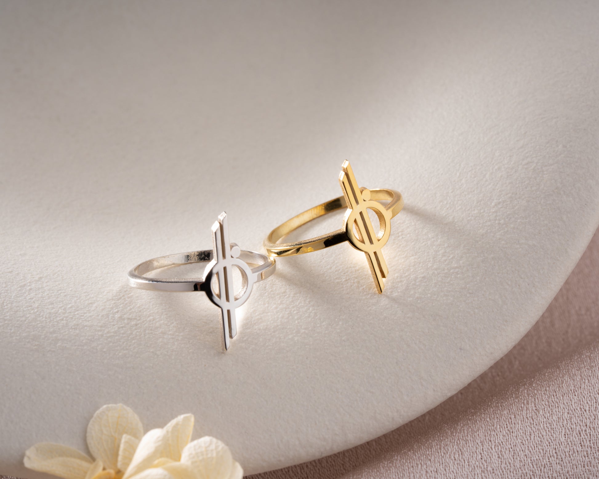 Minimalist orbit symbol ring in gold