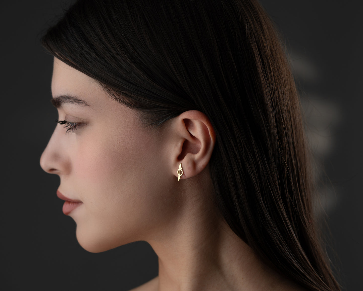 Minimalist orbit symbol stud earrings