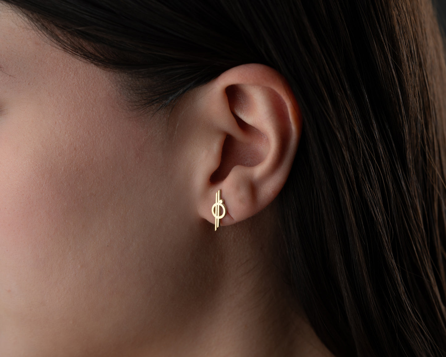 Minimalist orbit symbol stud earrings