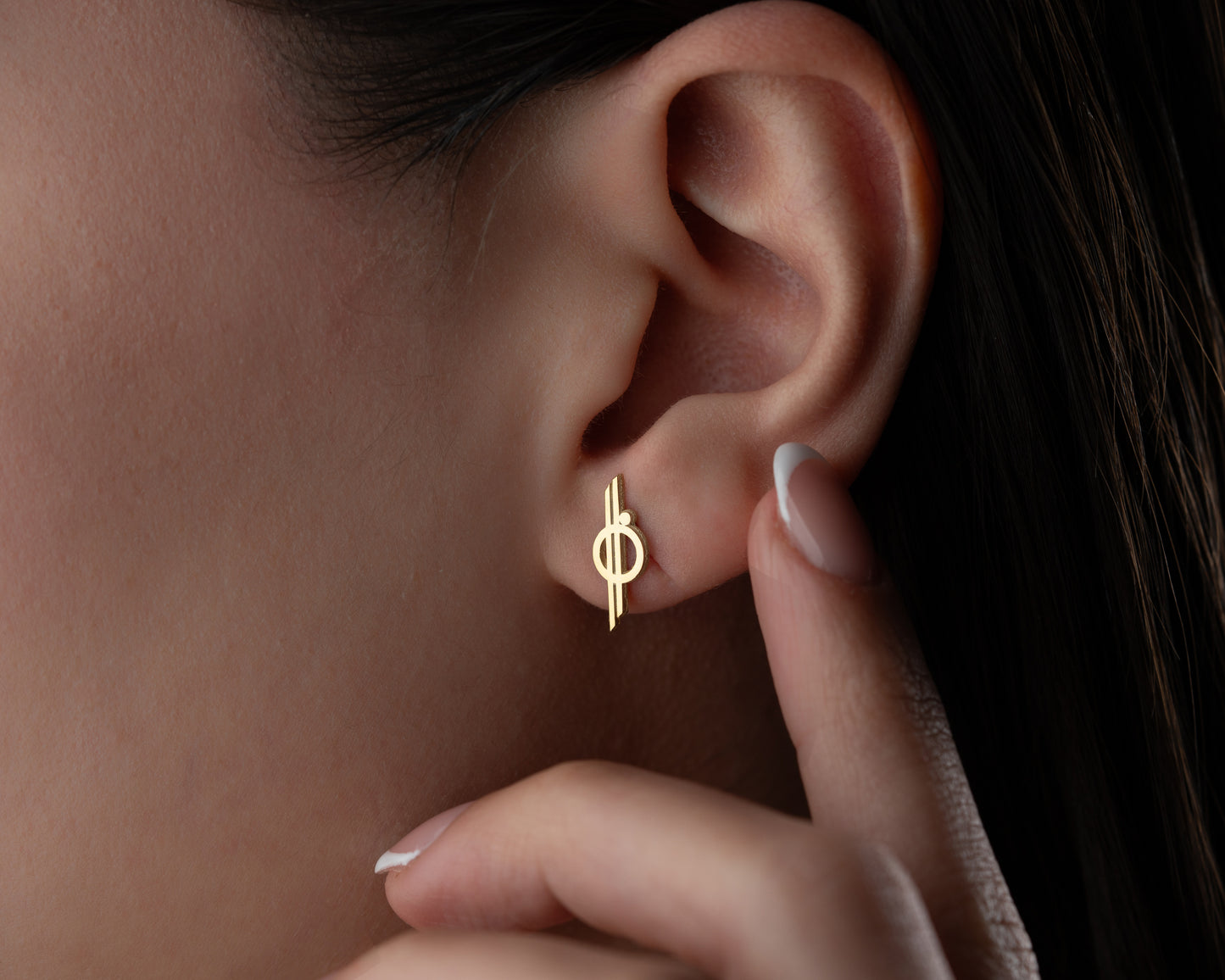 Minimalist orbit symbol stud earrings