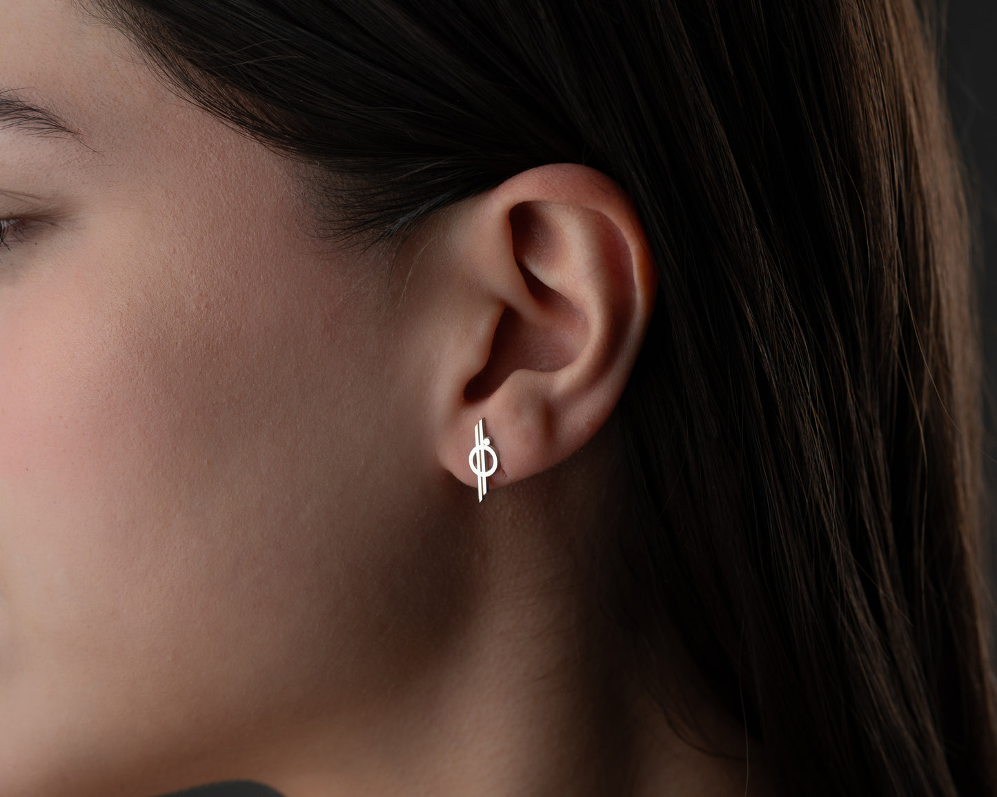 Minimalist orbit symbol stud earrings