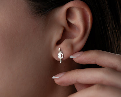 Minimalist orbit symbol stud earrings