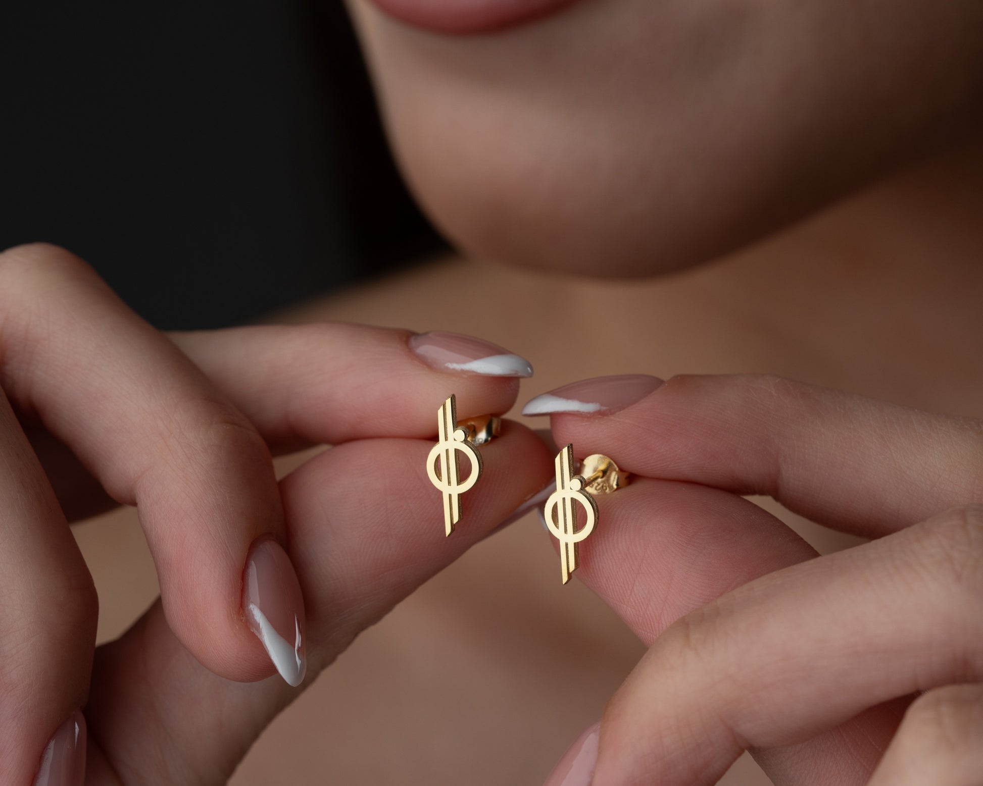 Minimalist orbit symbol stud earrings
