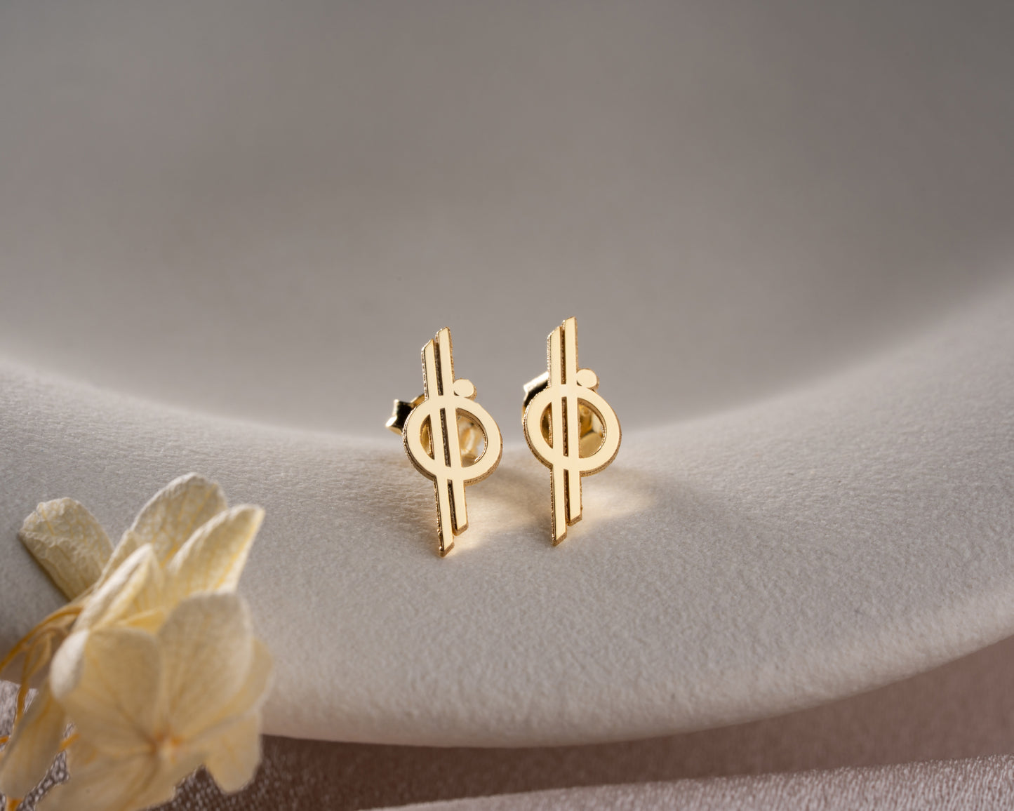 Minimalist orbit symbol stud earrings