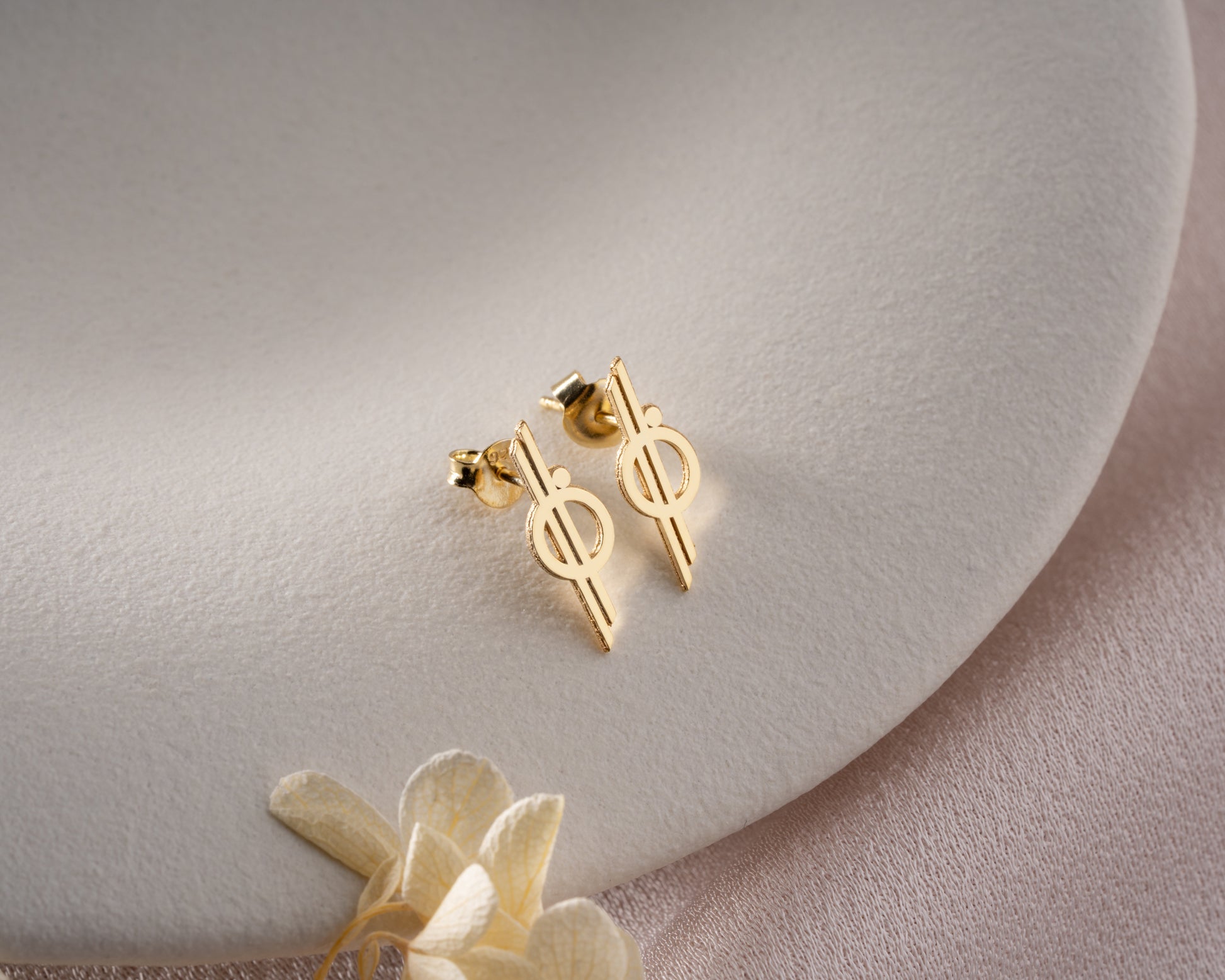 Minimalist orbit symbol stud earrings