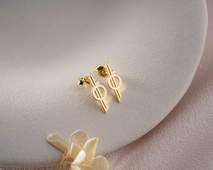 Minimalist orbit symbol stud earrings