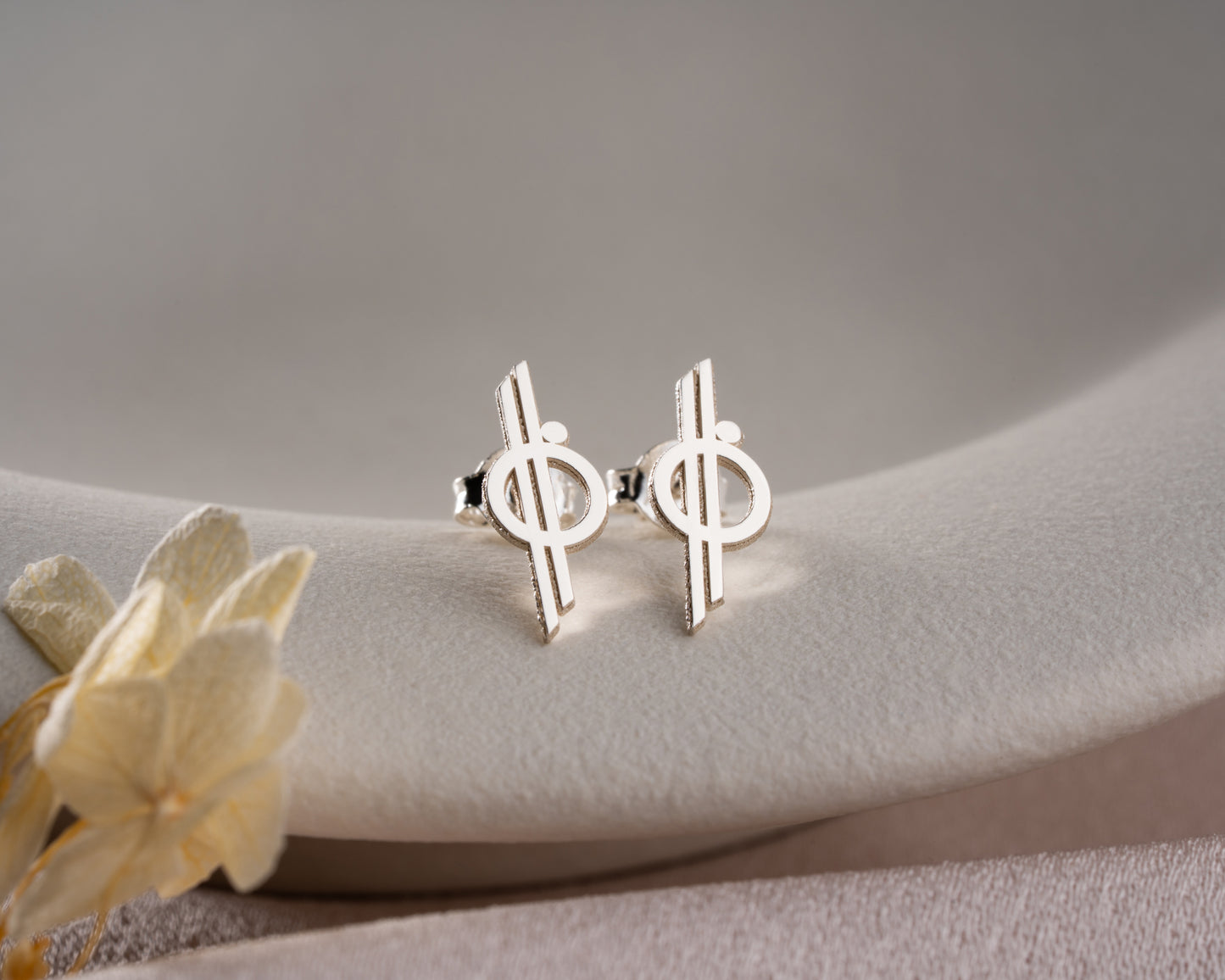 Minimalist orbit symbol stud earrings