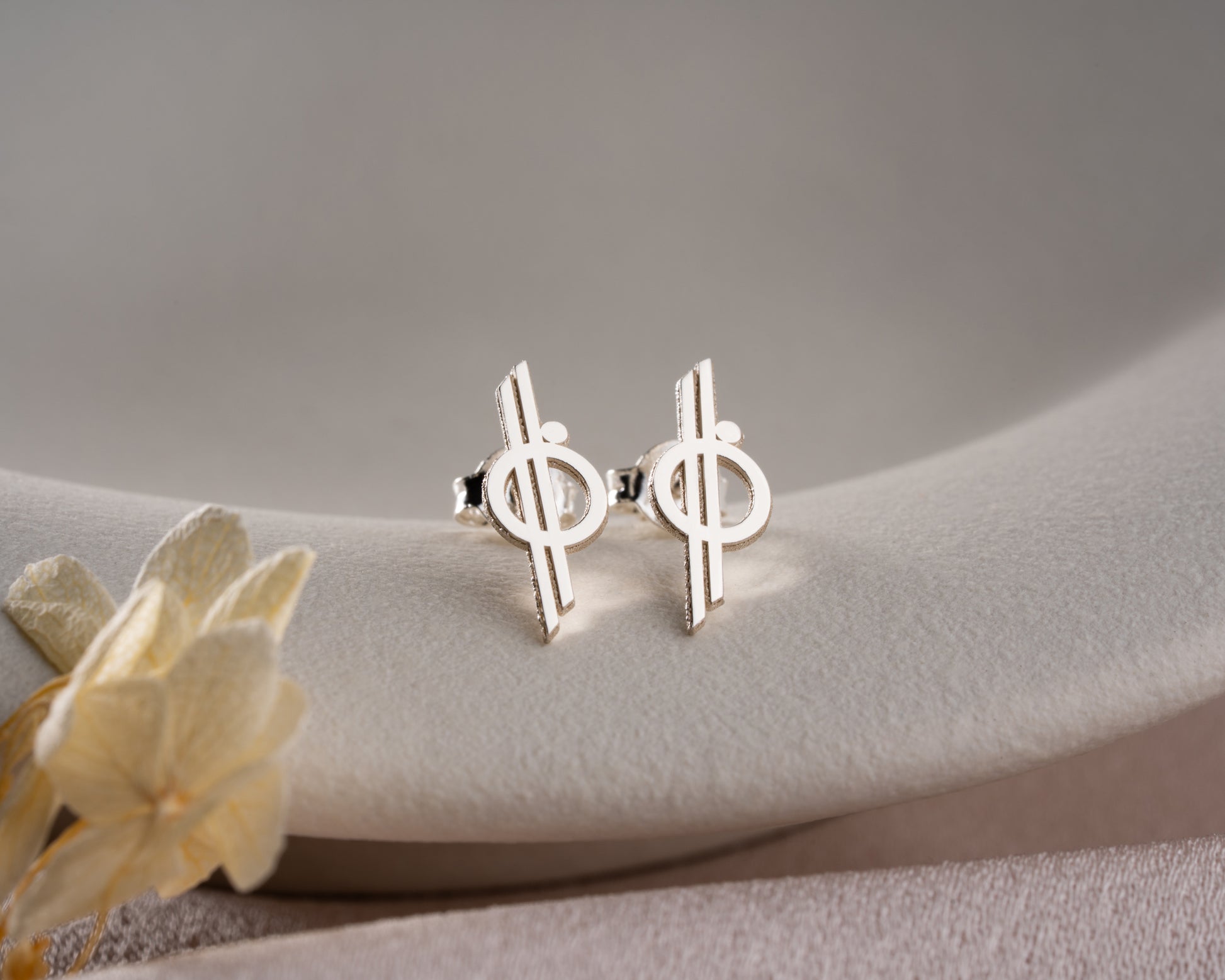 Minimalist orbit symbol stud earrings