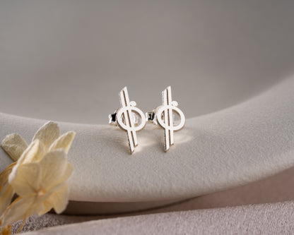 Minimalist orbit symbol stud earrings