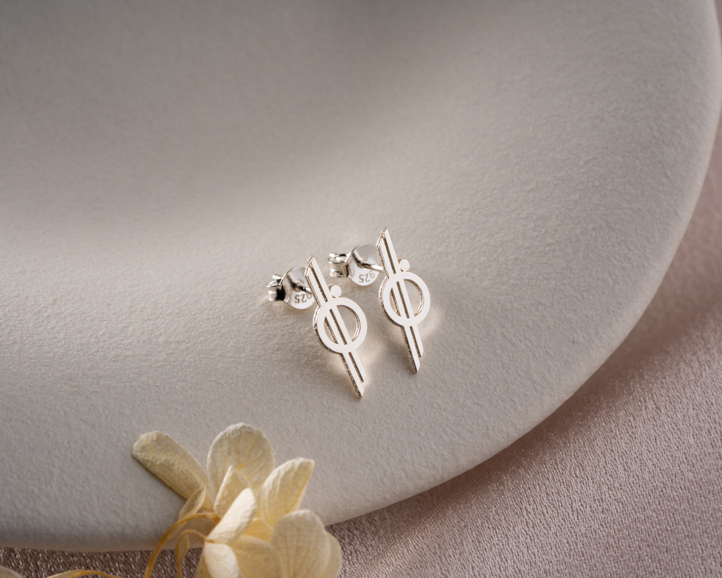 Minimalist orbit symbol stud earrings