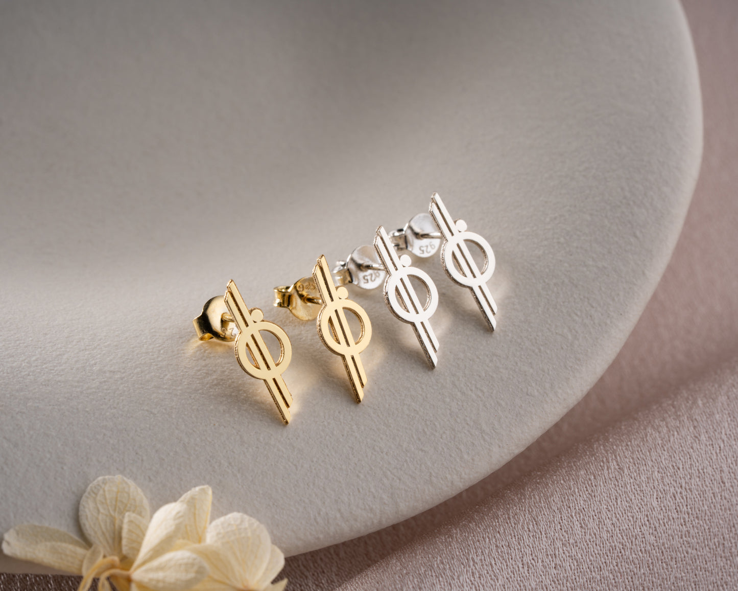 Minimalist orbit symbol stud earrings