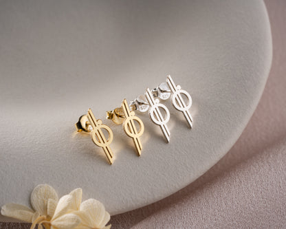 Minimalist orbit symbol stud earrings