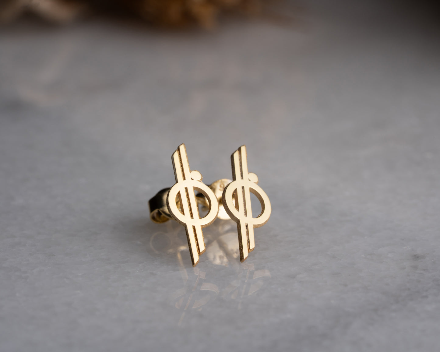 Minimalist orbit symbol stud earrings
