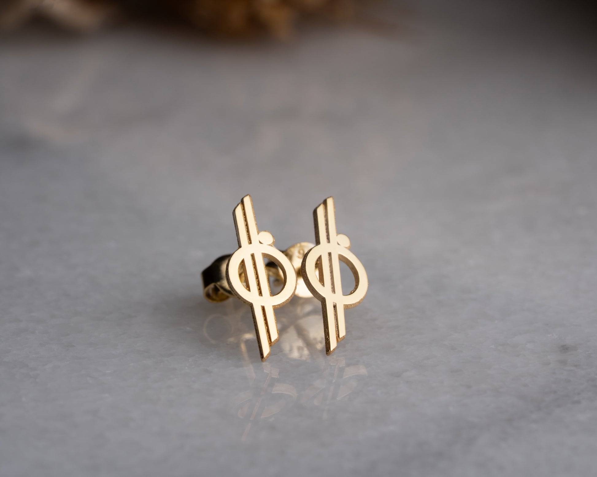 Minimalist orbit symbol stud earrings