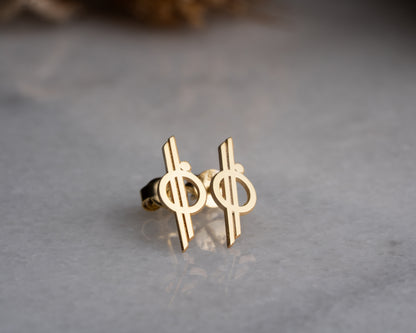 Minimalist orbit symbol stud earrings