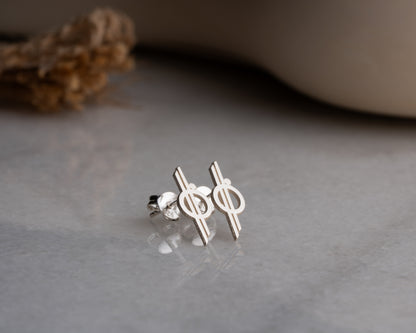 Minimalist orbit symbol stud earrings