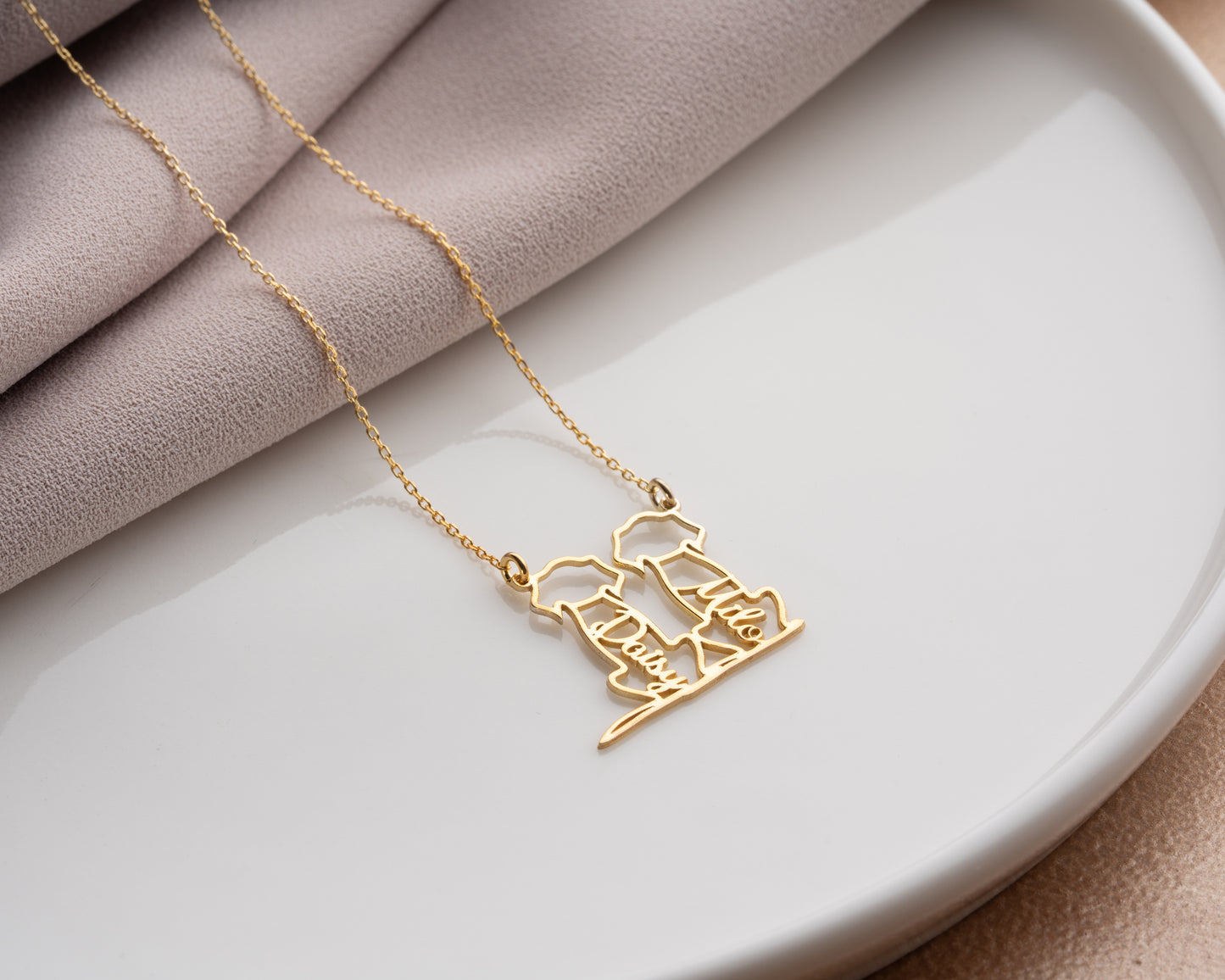 minimalist dog name necklace