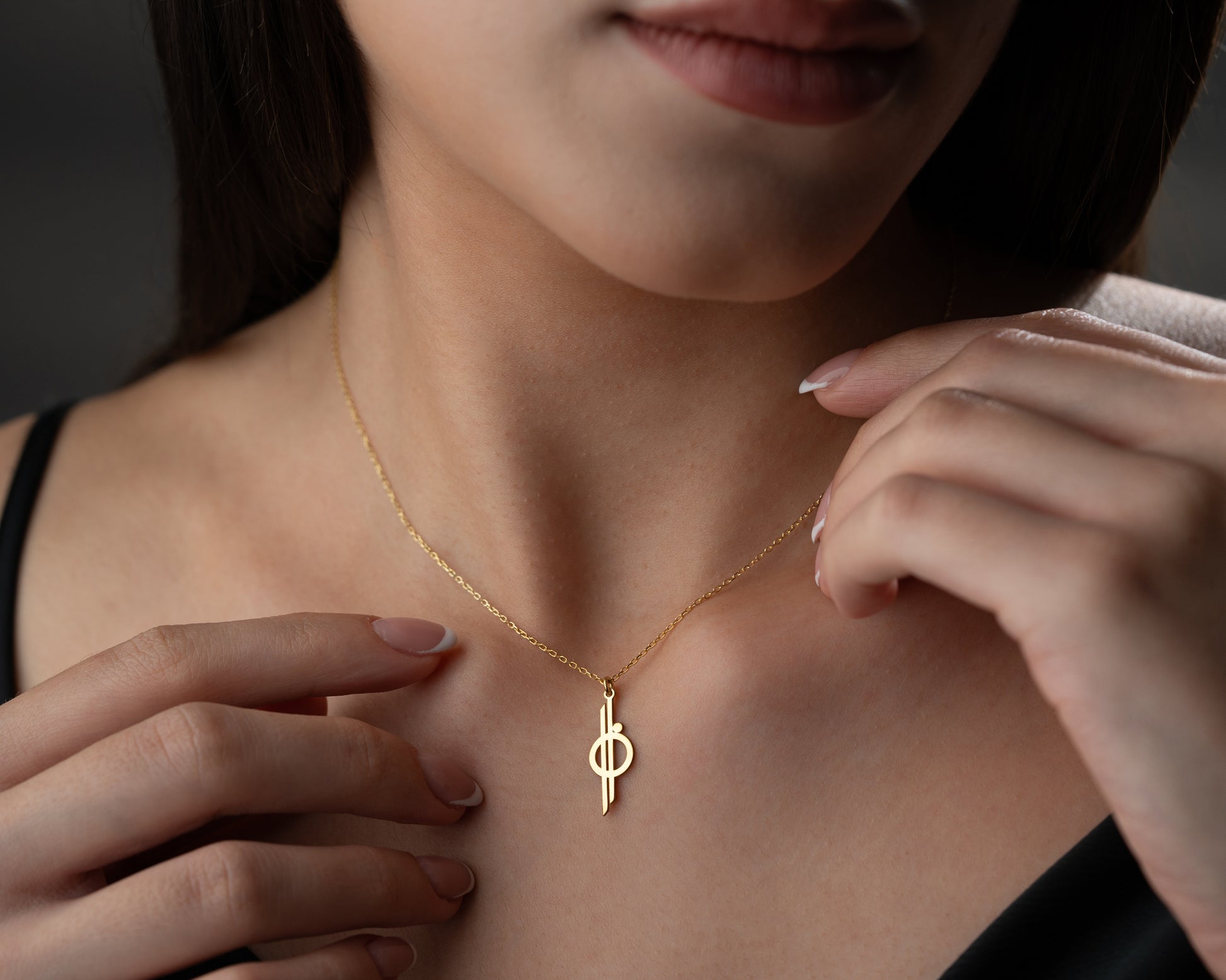Modern line cross necklace