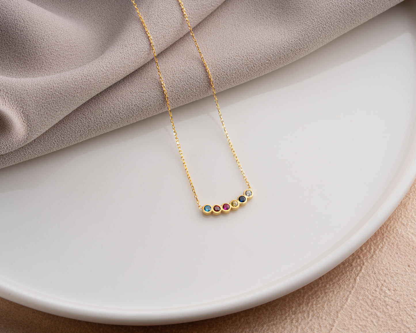 Custom Birthstone Necklace, Personalized Family Birthstone Necklace