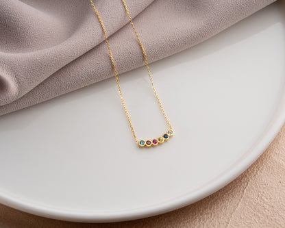 Custom Birthstone Necklace, Personalized Family Birthstone Necklace