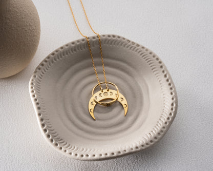 Moon phase crescent necklace