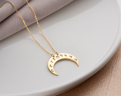 Moon phase necklace lifestyle photo