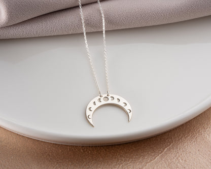 Moon phase crescent pendant detail