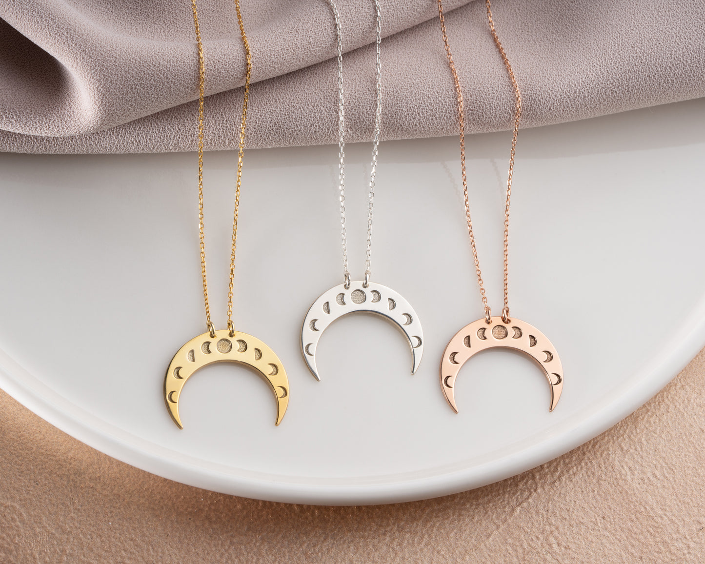 Minimal celestial crescent pendant