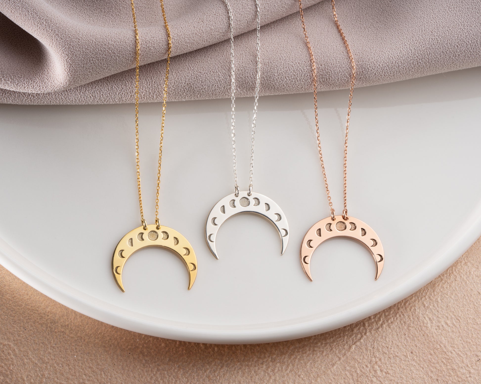 Minimal celestial crescent pendant