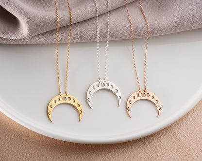 Minimal celestial crescent pendant