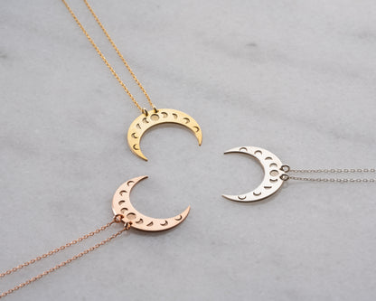 Moon phase crescent necklace packaging