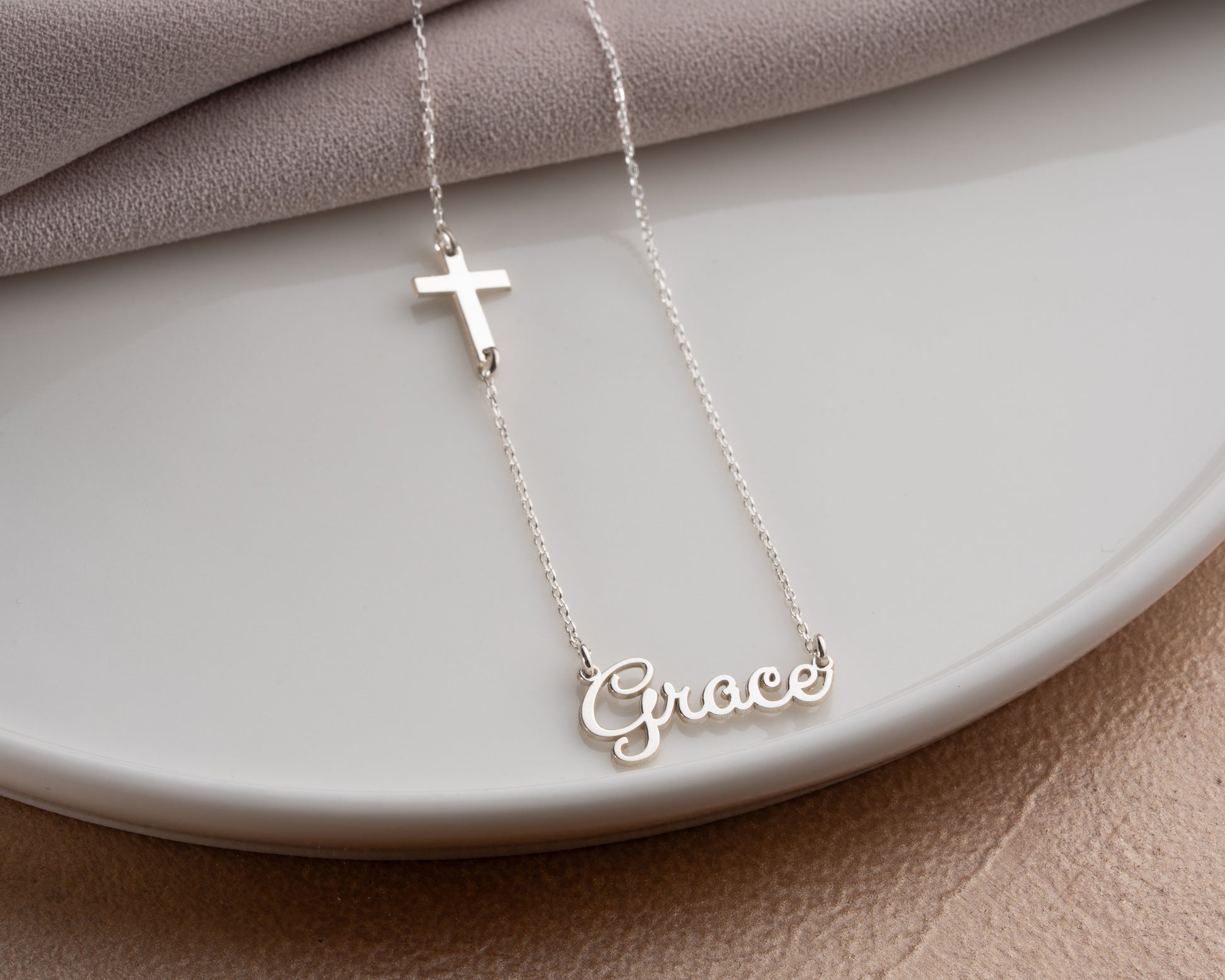 Name and cross necklace