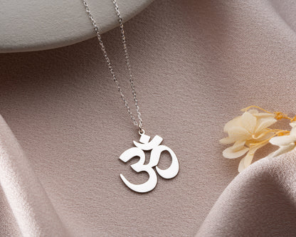 Om necklace close up