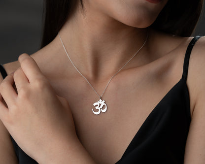 Om necklace on model