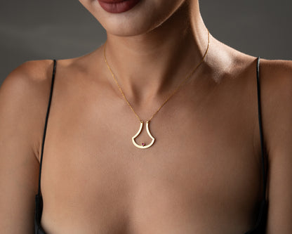 Minimal open drop birthstone necklace