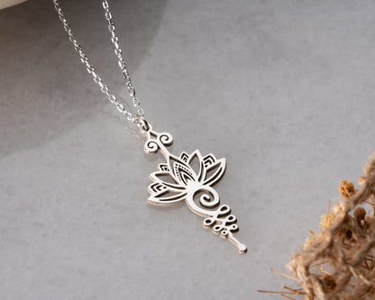 Ornate lotus necklace detail